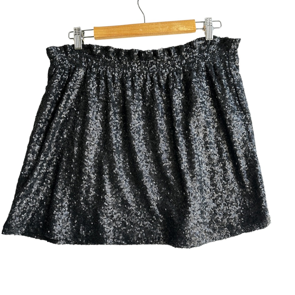 Joe Fresh Mini‎ Skirt Sequin Black Glam Nightout Party Cocktail Goth Large NWOT
